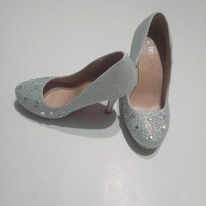 Women's Bridal Prom Party Rhinestone Round Toe Stiletto Heel Shoes Size 6.5